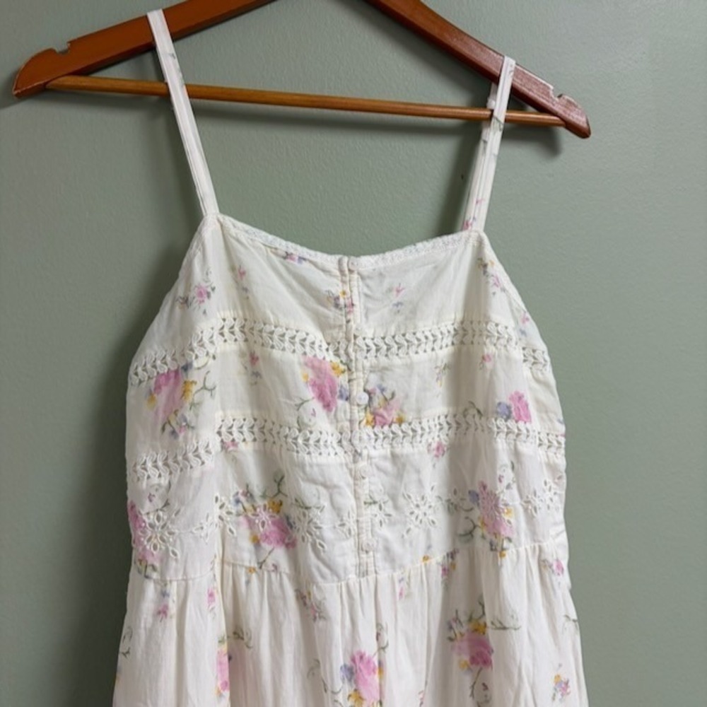 Womens Cottage Floral Maxi Dress Size M Garden Party Ethereal Fairy Tiered Lace - Picture 3 of 12